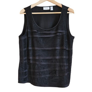 Chico's Sleeveless Black Layered Lace Scoop Neck Top Women's Size 2 (Large)
